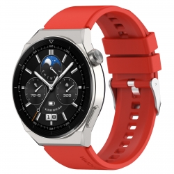 Λουράκι Huawei Watch GT3 Pro 46mm Κόκκινο 22mm Protruding Head Silver Buckle Silicone Watch Band Red