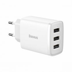Baseus Φορτιστής Χωρίς Καλώδιο με 3 Θύρες USB-A 17W Λευκός (Compact)