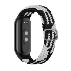 Λουράκι Xiaomi Mi Band 8 Λευκό - Μαύρο Adjustable Nylon Braided Elasticity Watch Band White Black