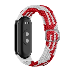 Λουράκι Xiaomi Mi Band 8 Κόκκινο - Λευκό Adjustable Nylon Braided Elasticity Watch Band Red White