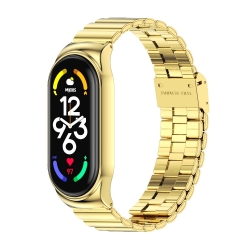 Λουράκι Xiaomi Mi Band 7 Χρυσό NFC MIJOBS CS Bamboo Buckle Stainless Steel Watch Band Gold