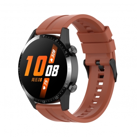 Λουράκι Huawei Watch GT 3 46mm/GT Runner 22mm Καφέ Silicone Replacement Wrist Strap Watchband with Black Buckle Brown