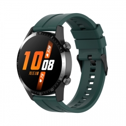 Λουράκι Huawei Watch GT 3 46mm/GT Runner 22mm Σκούρο Πράσινο Silicone Replacement Watchband with Black Buckle Dark Green
