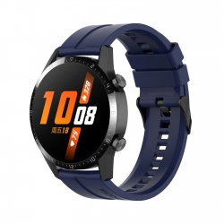 Λουράκι Huawei Watch GT 3 46mm/GT Runner 22mm Μπλε Silicone Replacement Watchband with Black Buckle Midnight Blue