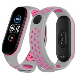 Λουράκι Xiaomi Mi Band 6 Γκρι - Ροζ Two-color Silicone Breathable Replacement Watchbands Grey - Pink