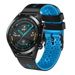 Λουράκι Huawei Watch GT2 46mm 22mm Μαύρο - Μπλε Perforated Two-Color Silicone Watch Band Black - Blue