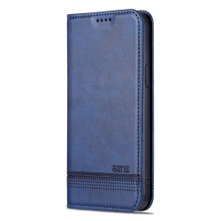 iPhone 15 Plus Θήκη Βιβλίο Μπλε AZNS Magnetic Calf Texture Flip Phone Case Blue