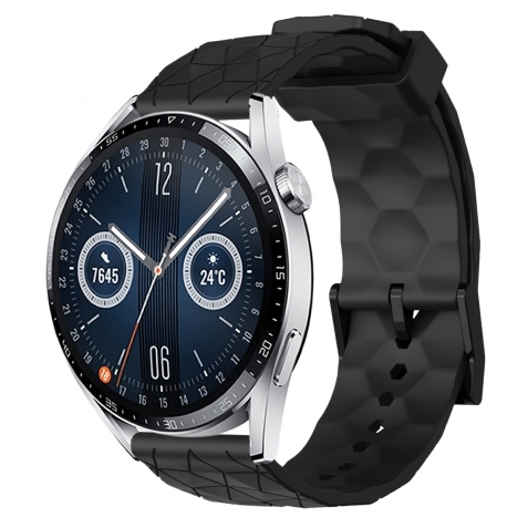 Λουράκι Huawei Watch GT3 46mm Μαύρο 22mm Football Pattern Solid Color Silicone Watch Band Black