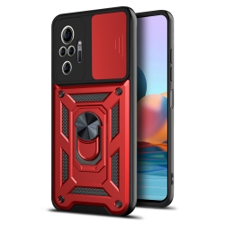 Xiaomi Redmi Note 10 Pro NFC Θήκη Κόκκινη Με Σταντ Sliding Camera Cover Design Phone Case Red
