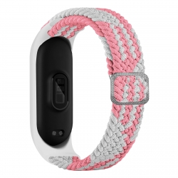 Λουράκι Xiaomi Mi Band 3/4/5/6 Λευκό Ροζ Adjustable Nylon Braided Elasticity Watch Band White Pink