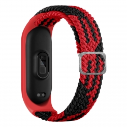 Λουράκι Xiaomi Mi Band 3/4/5/6 Κόκκινο Μαύρο Adjustable Nylon Braided Elasticity Watch Band Black Red
