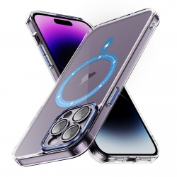 iPhone 15 Pro Θήκη Σιλικόνης Μπλε Airbag Shockproof MagSafe Phone Case Blue