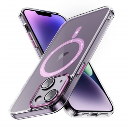 iPhone 15 Plus Θήκη Σιλικόνης Ροζ Airbag Shockproof MagSafe Phone Case Pink