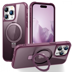 iPhone 15 Pro Θήκη Σιλικόνης Μπορντό MagSafe Magnetic Holder Phone Case Wine Red