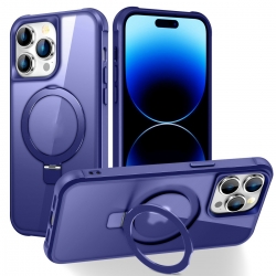 iPhone 14 Pro Θήκη Σιλικόνης Σκούρο Μπλε MagSafe Magnetic Holder Phone Case Klein Blue