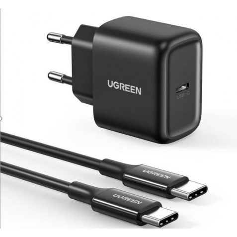 Ugreen Φορτιστής με Θύρα USB-C και Καλώδιο USB-C 25W Power Delivery Μαύρος (CD250)