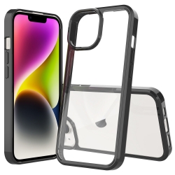 iPhone 15 Θήκη Σιλικόνης Διάφανη Μαύρη Scratchproof Acrylic TPU Phone Case Black