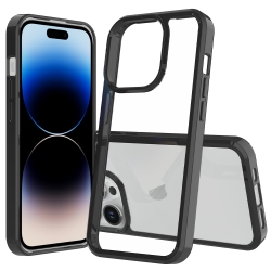 iPhone 15 Pro Θήκη Σιλικόνης Διάφανη Μαύρη Scratchproof Acrylic TPU Phone Case Black