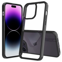 iPhone 15 Pro Max Θήκη Σιλικόνης Διάφανη Μαύρη Scratchproof Acrylic TPU Phone Case Black