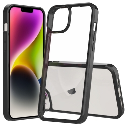iPhone 15 Plus Θήκη Σιλικόνης Διάφανη Μαύρη Scratchproof Acrylic TPU Phone Case Black
