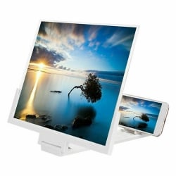 F3 14 inch Radiation Protection Universal Mobile Phone Screen Amplifier 3D HD Video Amplifier with Stand White