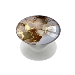 Phone Holder Με Σχέδιο Μάρμαρο Transparent Crystal Ball Marble Texture Airbag Phone Holder Lazy Ring Stand Brown Gold