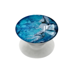 Phone Holder Με Σχέδιο Μάρμαρο Transparent Crystal Ball Marble Texture Airbag Phone Holder Lazy Ring Stand Ocean Blue