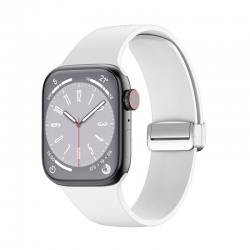Λουράκι Apple Watch Series 8&7 45mm / SE 2&6&SE&5&4 44mm / 3&2&1 42mm Folding Buckle Silicone Watch Band White