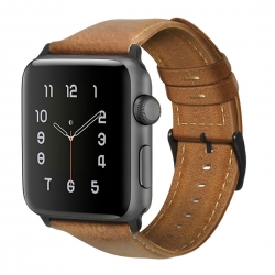 Λουράκι Apple Watch Ultra/Ultra2 - 49/ 45/ 44/ 42mm - Series 9/8/7 - SE/6/5/4/3/2/1 Oil Wax Yellow Brown