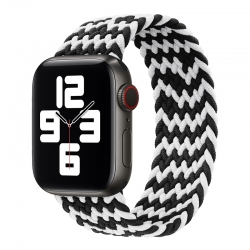 Λουράκι Apple Watch 41/ 40/ 38mm - Series 9/8/7 - SE/6/5/4/3/2/1 Nylon Single-turn Braided Black White