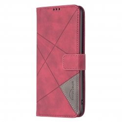 Xiaomi Poco C65 / Xiaomi Redmi 13C 4G Θήκη Βιβλίο Κόκκινο Magnetic Buckle Rhombus Texture Phone Case Red