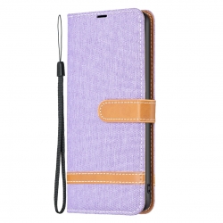 Xiaomi Poco C65 / Xiaomi Redmi 13C 4G Θήκη Βιβλίο Μωβ Color Block Denim Texture Phone Case Purple