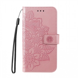 Xiaomi Redmi 12C Θήκη Βιβλίο Ροζ Χρυσό 7-petal Flowers Embossing Pattern Horizontal Flip Case Rose Gold