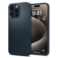 iPhone 15 Pro Max Θήκη Μπλε Spigen Thin Fit Back Cover Metal Slate ACS06546