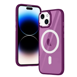 iPhone 15 Θήκη Σιλικόνης Μωβ Magnetic MagSafe Phone Case Purple