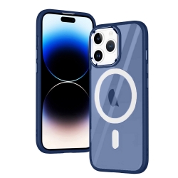 iPhone 15 Pro Θήκη Σιλικόνης Μπλε Magnetic MagSafe Phone Case Blue