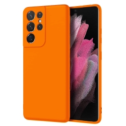 Samsung Galaxy S21 Ultra 5G Θήκη Σιλικόνης Πορτοκαλί Soft Touch Silicone Rubber Soft Case Orange