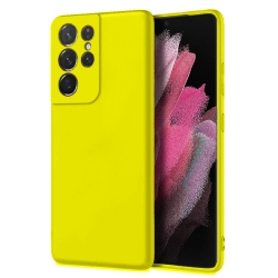 Samsung Galaxy S21 Ultra 5G Θήκη Σιλικόνης Κίτρινη Soft Touch Silicone Rubber Soft Case Yellow