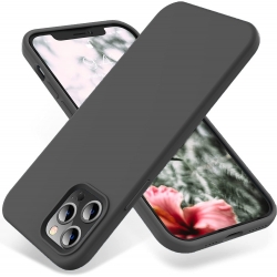 iPhone 12 / 12 Pro Θήκη Σιλικόνης Μαύρη Soft Touch Silicone Rubber Soft Case Black