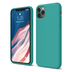iPhone 11 Pro Max Θήκη Σιλικόνης Τιρκουάζ Soft Touch Silicone Rubber Soft Case Turquoise