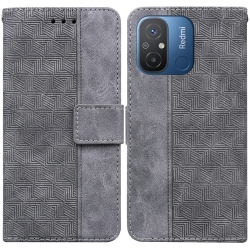 Xiaomi Redmi 12C Θήκη Βιβλίο Γκρι Geometric Embossed Phone Case Grey