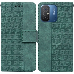 Xiaomi Redmi 12C Θήκη Βιβλίο Πράσινο Geometric Embossed Phone Case Green