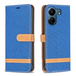 Xiaomi Poco C65 / Xiaomi Redmi 13C 4G Θήκη Βιβλίο Γαλάζιο Color Block Denim Texture Phone Case Royal Blue