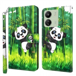 Xiaomi Poco C65 / Xiaomi Redmi 13C 4G Θήκη Βιβλίο 3D Painting Pattern TPU + PU Phone Case Bamboo Panda