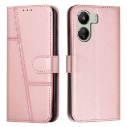 Xiaomi Poco C65 / Xiaomi Redmi 13C 4G Θήκη Βιβλίο Ροζ Stitching Calf Texture Buckle Phone Case Pink