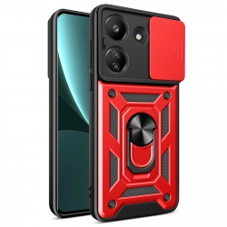 Xiaomi Poco C65 / Xiaomi Redmi 13C 4G Θήκη Κόκκινο Με Σταντ Sliding Camera Cover Design TPU+PC Phone Case Red