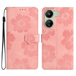 Xiaomi Poco C65 / Xiaomi Redmi 13C 4G Θήκη Βιβλίο Ροζ Flower Embossing Pattern Phone Case Pink