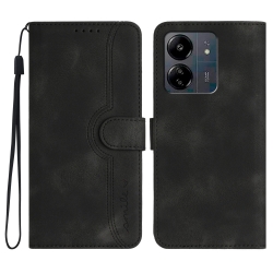 Xiaomi Poco C65 / Xiaomi Redmi 13C 4G Θήκη Βιβλίο Μαύρη Heart Pattern Skin Feel Flip Phone Case with Lanyard Black