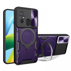 Xiaomi Redmi 12C Θήκη Μωβ Με Σταντ Sliding Camshield Card Phone Case Purple