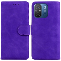 Xiaomi Redmi 12C Θήκη Βιβλίο Μωβ Skin Feel Pure Color Flip Phone Case Purple